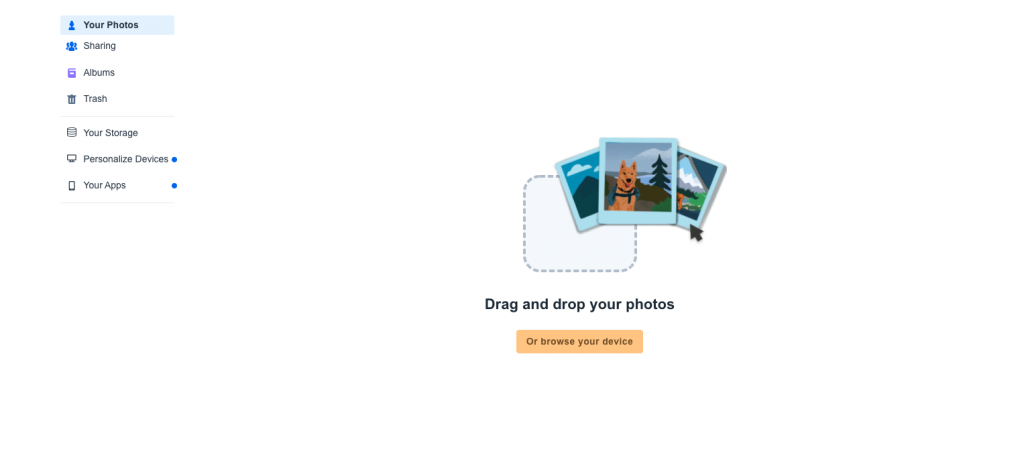 ภาพหน้าตาเว็บ Amazon Photos